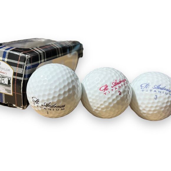 St. Andrews Golf Scotland Sleeve of 3 Golf balls by Ascot & Taylor Vintage. NIB - Picture 1 of 5
